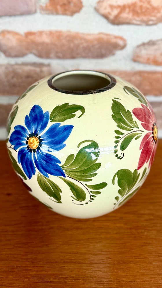 Goudse gesigneerde aardewerkset Quo Vadis, Gouda Holland, Vazen, Keramiek, Blauw (foto 6 van 11)