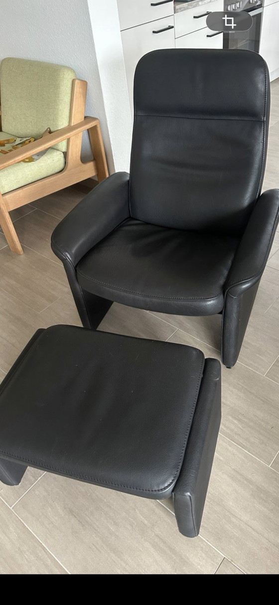 Image 1 of Designer Sessel Hocker De Sede 50 Leder schwarz 