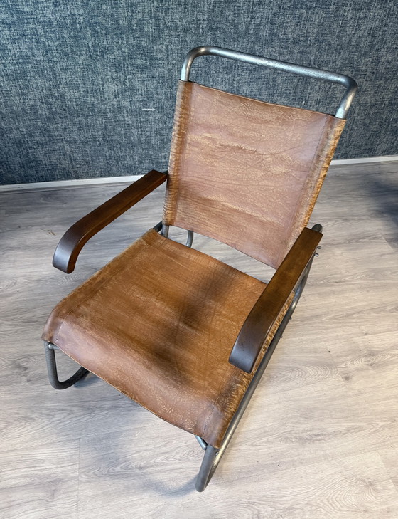 Image 1 of Vroege Bauhaus fauteuil met hoge rugleuning Veha, Den Haag, jaren 30