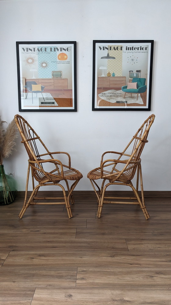 Image 1 of Paar vintage rotan fauteuils