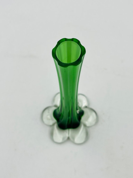 Image 1 of Vintage Murano green soliflore vase with an elephant-shaped glass base