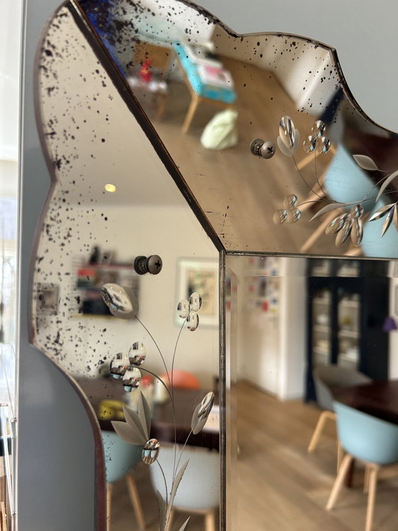 Image 1 of Beautiful Vintage Venetian Mirror – Etched Glass 79x58 cm