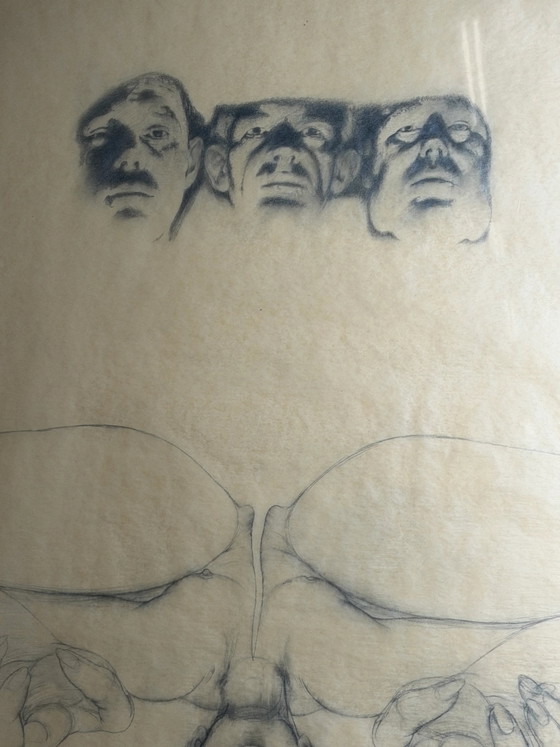 René Knapen – Disegno surrealista a grafite con certificato di galleria – Dipinti e disegni, Vetro (photo 3 of 10)