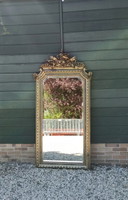 Antique Large Gilded Frame Mirror with a Crown