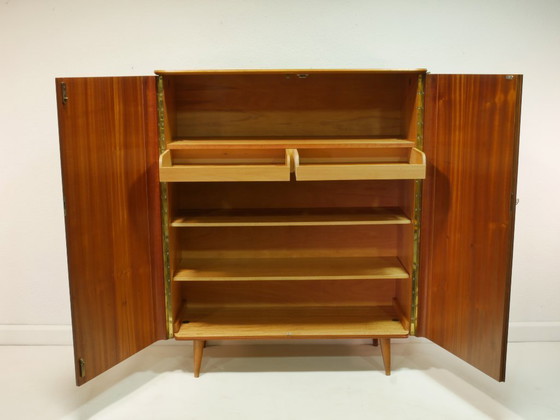 Image 1 of Vintage hallway cabinet / multi-purpose cabinet / linen cupboard – Mid-century walnut cabinet, 1960s, Germany