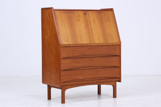 Image 1 of Secrétaire vintage en teck de Bernhard Pedersen & Søn années 60 | Mid Century Bureau Armoire Rétro Bois Rangement #06-13