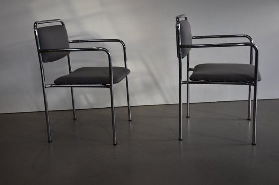 Image 1 of 4 reupholstered Vintage Chrom Stühle Chairs 70er 70s