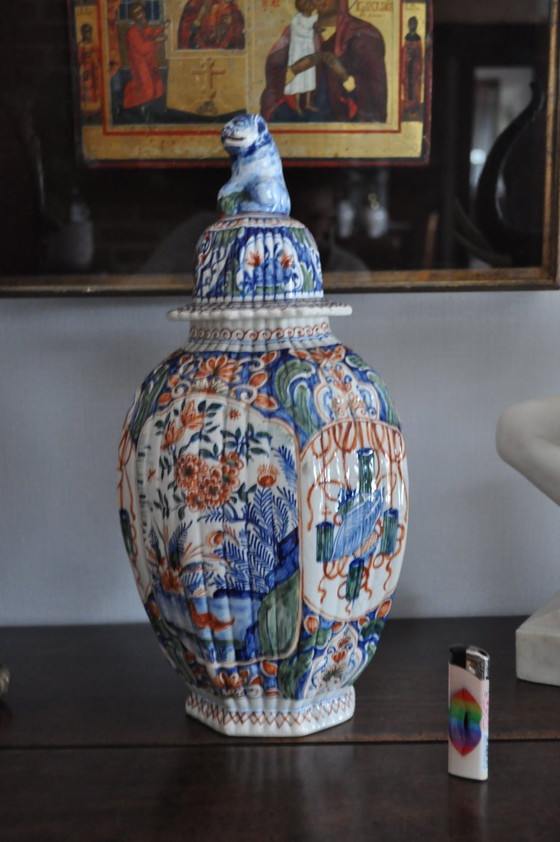 Image 1 of Covered polychrome Delftware pot - SANSON 18th century (ref 2861) - 19th century