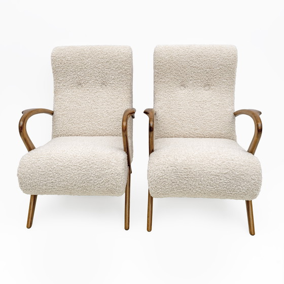 Image 1 of Attribute to Paolo Buffa Mid-Century Modern Italian Bouclé Armchairs, Pair