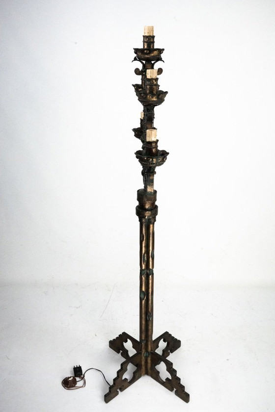 Image 1 of Zeldzame Italiaanse brutalistische vloerlamp van Longobard. Italië, jaren 70.