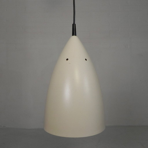 Vintage hanglamp met cremekleurige aluminium kap, jaren 60