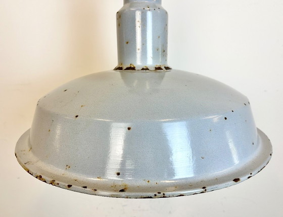 Image 1 of Large Industrial Midcentury Grey Enamel Factory Lamp, 1950s