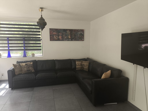 Ecksofa schwarz Leder VILME