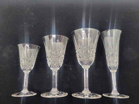 Image 1 of Set of Saint Louis Tarn pattern crystal glasses, France, 1950