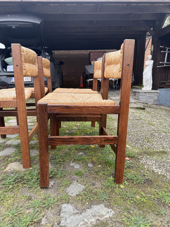 Image 1 of Stoelen Wengé hardhout en rotan (4)