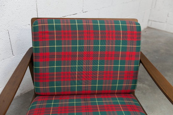 Image 1 of Poltrona scandinava in teak, anni '60, smontabile, con tessuto tartan