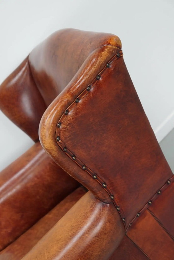 Image 1 of Vintage Nederlandse clubfauteuil in cognackleurig leer