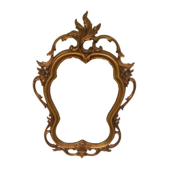 Image 1 of Vintage French Country Syroco Gold Wall Mantel Mirror with Scrolls and Flourishes