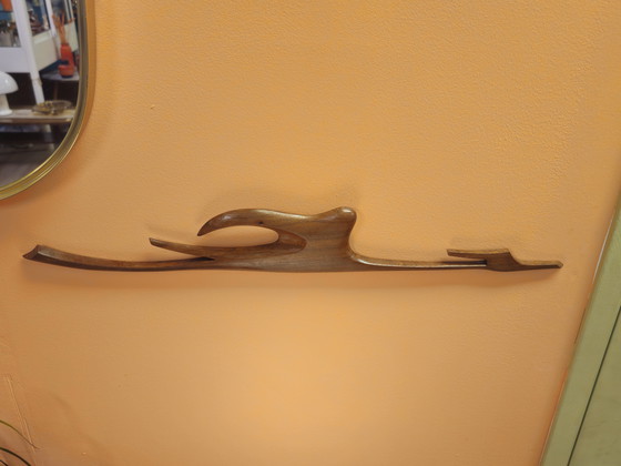 Image 1 of Decoración de pared escandinava de teca con pájaros