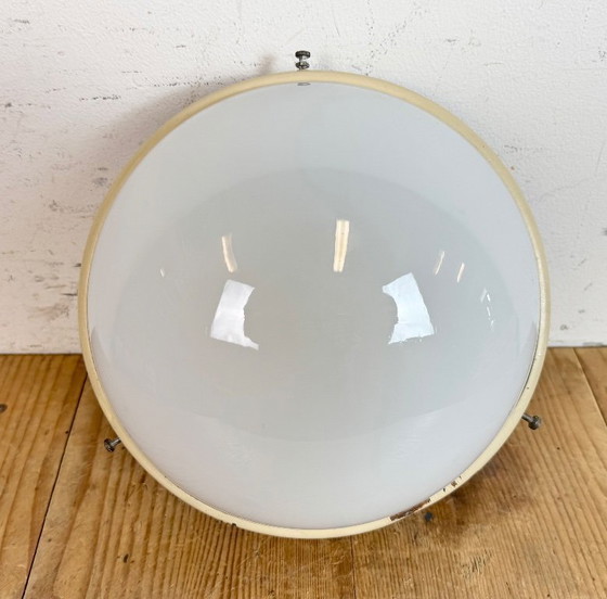 Image 1 of Industrial Bakelite Wall or Ceiling Light with Milk Glass, 1950s