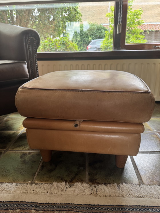 Image 1 of Leren Fauteuil met Voetenbank