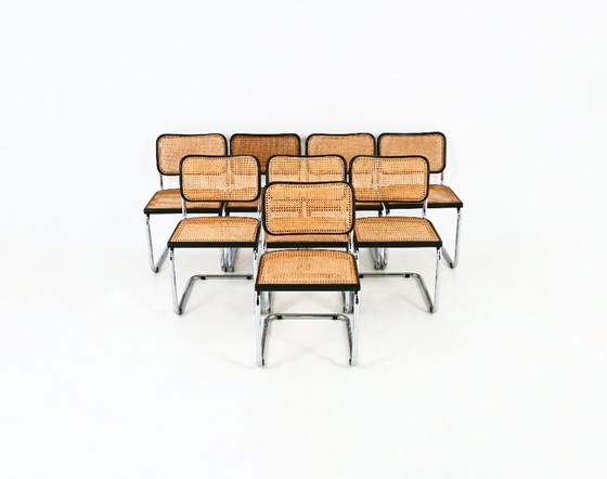 Image 1 of Eetkamerstoelen stijl B32 van Marcel Breuer, set van 8