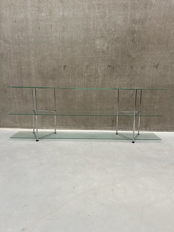 Scaffali a muro in vetro vintage IKEA NARR | Richard Clack, 1991, Metallo, Argentato (foto 2 di 9)