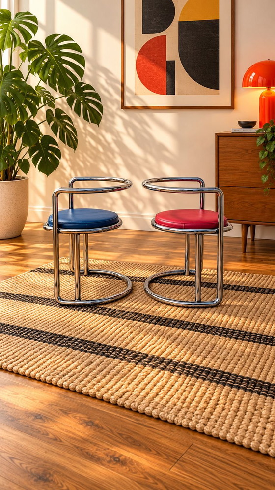 Salon Bauhaus vintage, Fauteuils, Verre, Chrome, Noir (photo 9 sur 14)