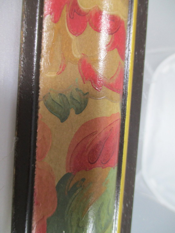 Image 1 of Miroir oriental avec cadre peint à la main - 2e moitié du 20e siècle