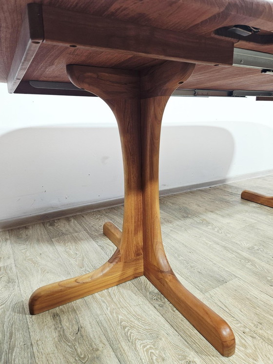 Tavolo allungabile in teak danese + sedie di Möbelfabrik Holstebro, anni '70, set di 9 (photo 18 of 24)