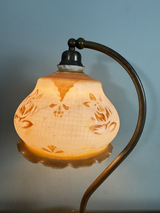 Beautiful Antique Art Nouveau Brass Lamp Desk Lamp