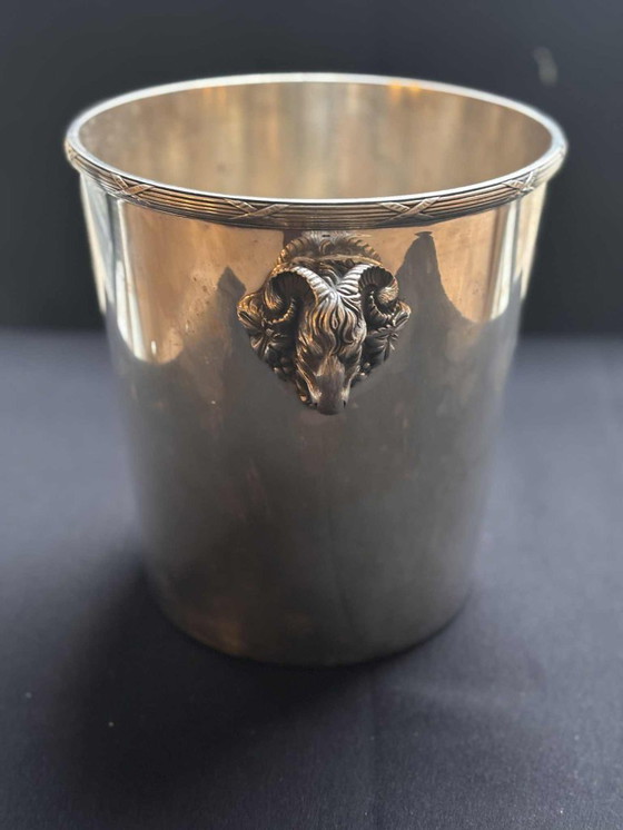 Image 1 of Secchiello per champagne Christofle d'epoca: manici a testa di montone placcati in argento Art Déco francese