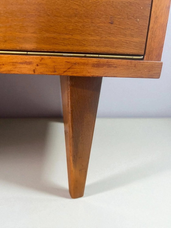 Image 1 of Vintage nachtkastje in Mid Century stijl | bijzettafeltje met lade & klep | retro jaren 50/60