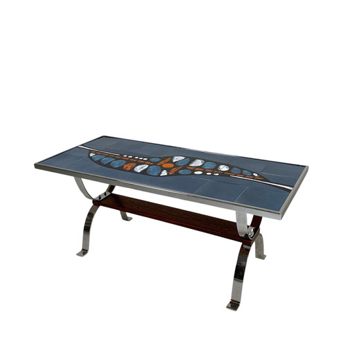 Tile Table With 21 Tiles, Signed ''Ledu''