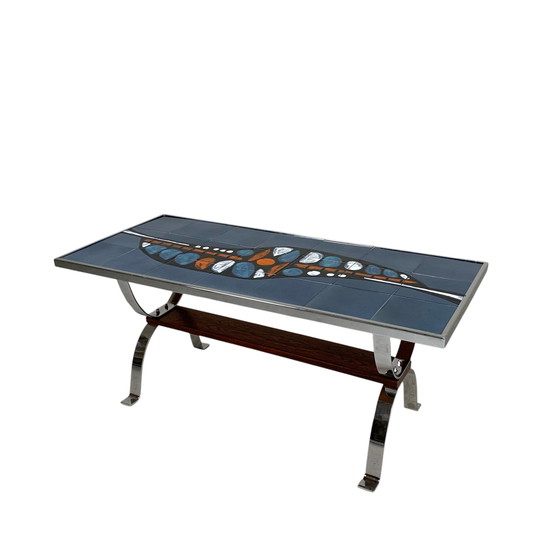 Image 1 of Tile Table With 21 Tiles, Signed ''Ledu''
