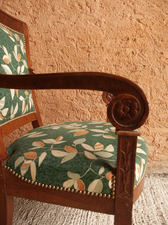 Wooden armchair, fabric, Green (photo 5 of 12)