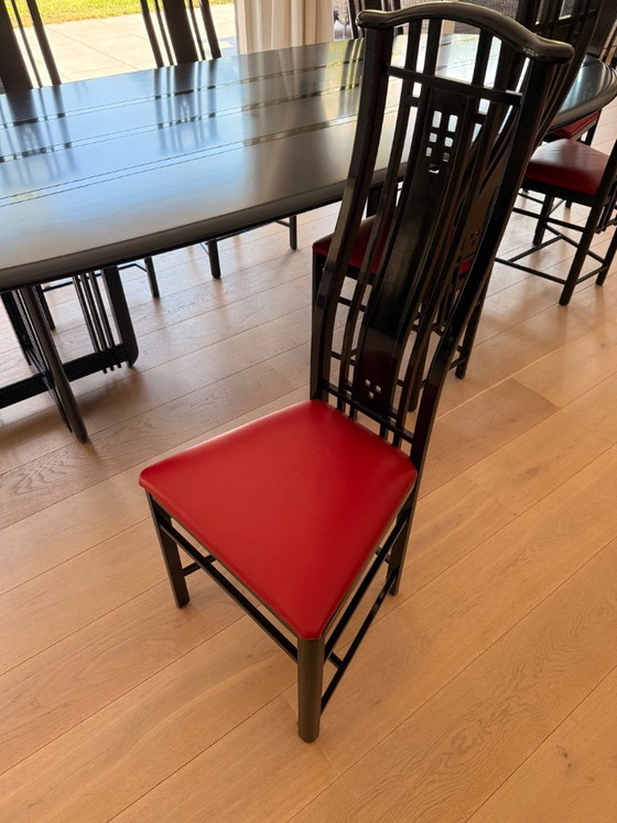 Giorgetti Table + 6 Chairs – Dining set, Leather, Wood (photo 3 of 5)