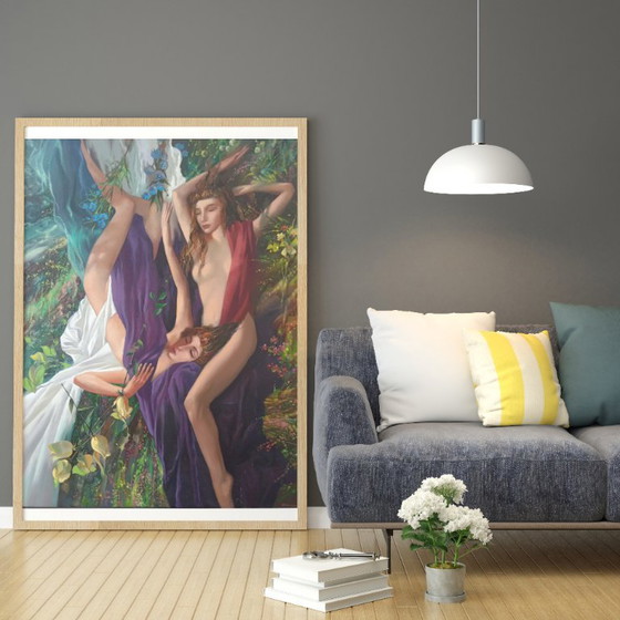 Peinture à l'Huile Originale Abstraite Figurative Nu Sons d'Été – Peintures et dessins, Canvas (photo 3 of 11)