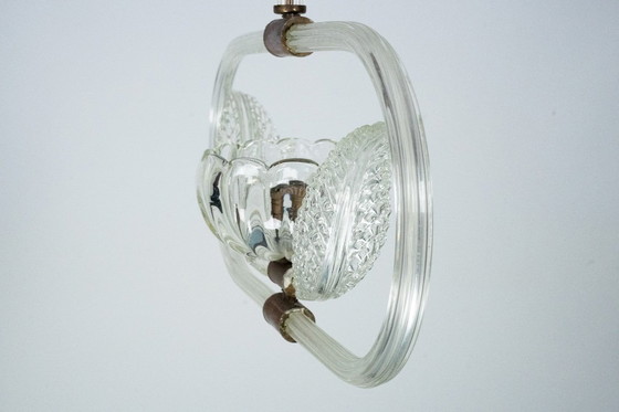 Image 1 of Art Deco Clear Murano glass chandelier. Italy 1940s