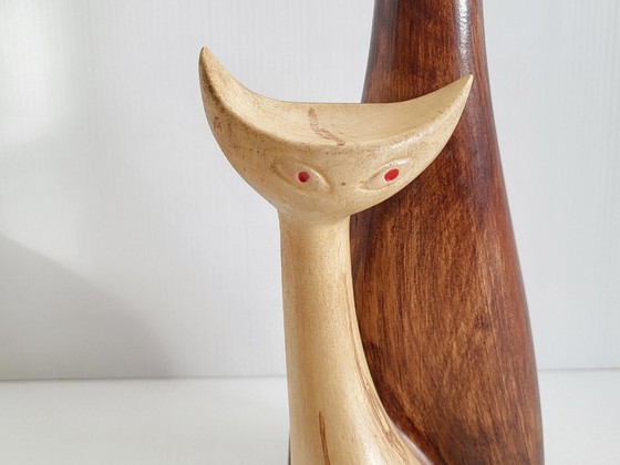 Image 1 of BOUTEILLE DE LIQUEUR VINTAGE 1950 CHAT CHATS CERAMIQUE 50S NOYAU DE POISSY