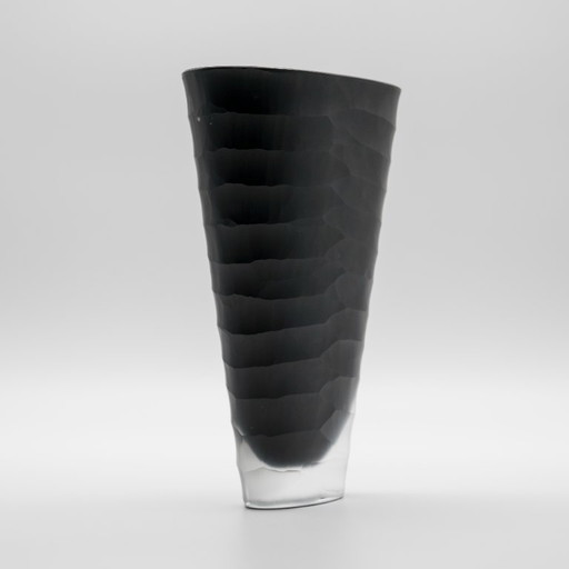 Vaso ovale in vetro nero Hutschenreuther EASY 20 cm, fatto a mano, modello postmoderno