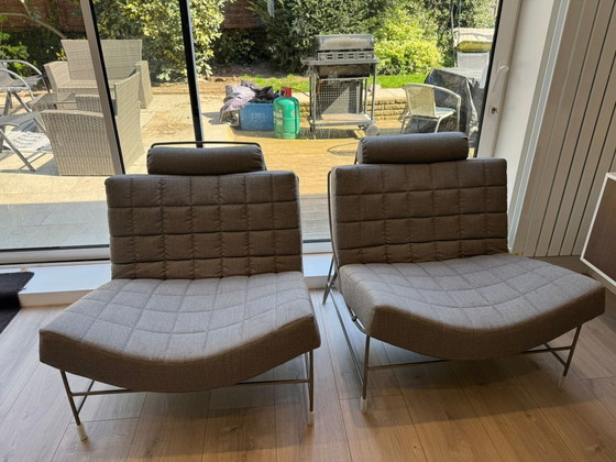 Image 1 of Two Beautiful Leolux Volare Chairs and Foot Stool