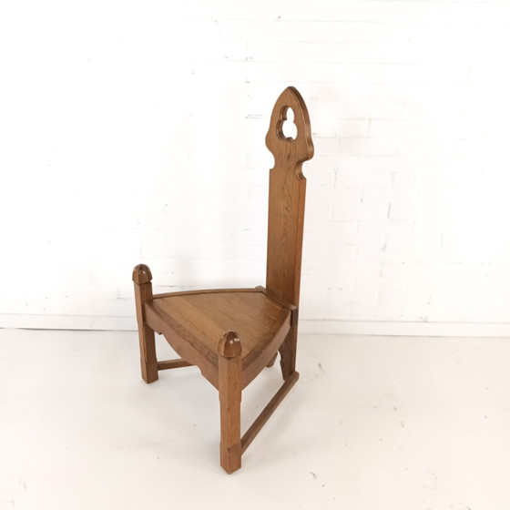 Image 1 of Vintage brutalist oak wooden chair 1960s