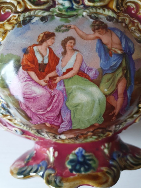 Image 1 of Rijk gedecoreerde porseleinen jardinière rococo-stijl 30x18 cm