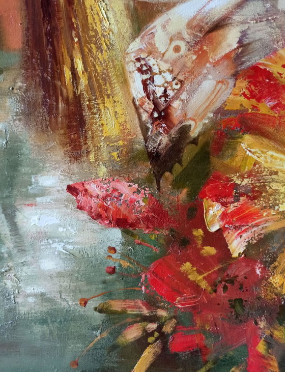 Original Oil Painting Abstract Figurative Girl Flowers Butterfly – Paintings & Drawings, Canvas (photo 9 of 12)
