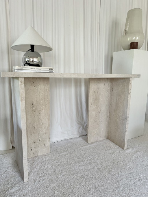 Travertine Console Table