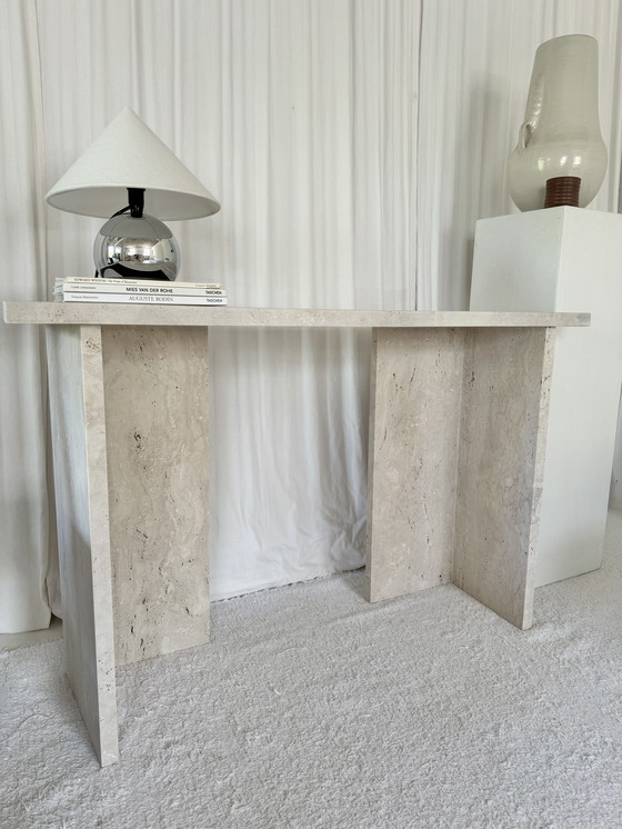 Image 1 of Travertine console table