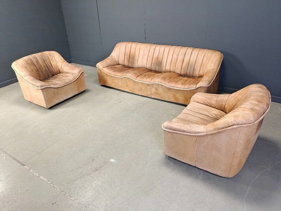 Image 1 of Ensemble de canapés en cuir vintage, années 1960