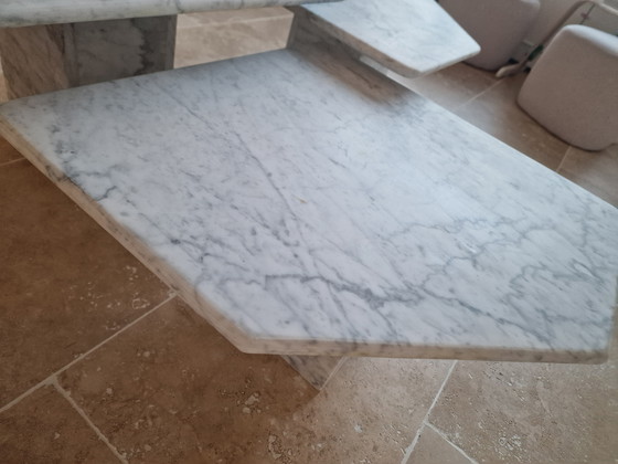 Image 1 of Italian marble coffee table, Carrara marble, nesting tables, vintage Italian design, 1970s coffee table, mid-century Vintage