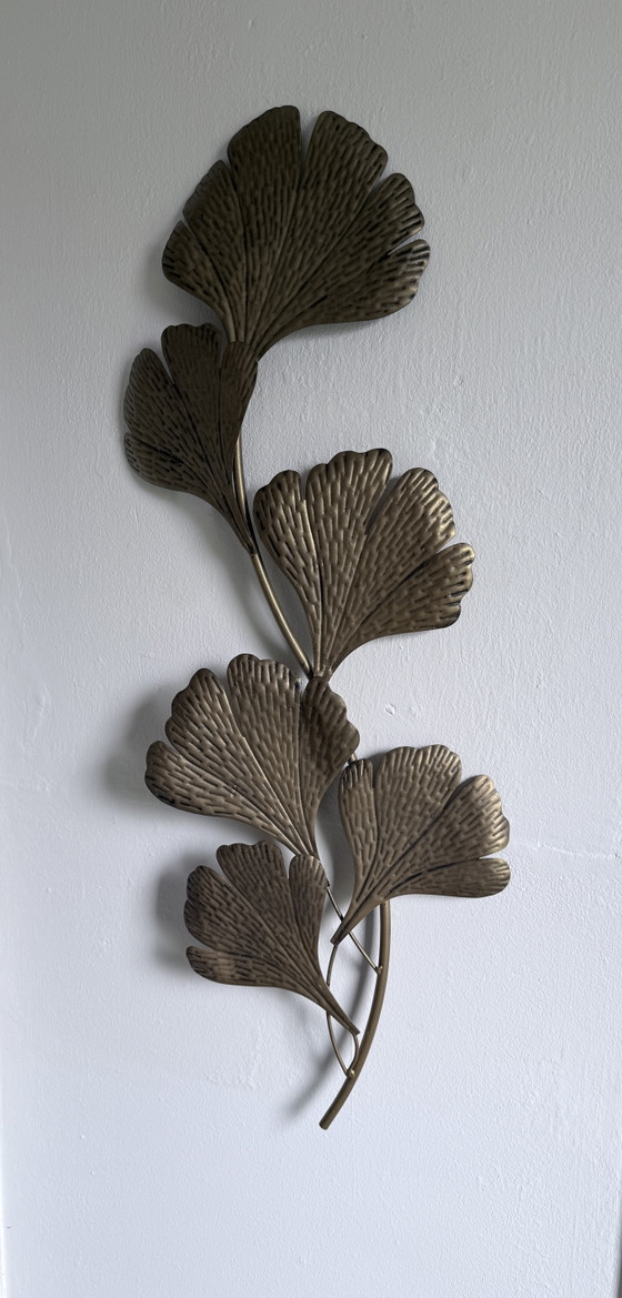 Image 1 of Mid-Century metal Ginkgo wall sculpture